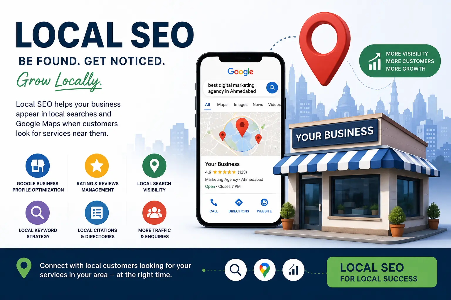 Local SEO services helping businesses improve local search visibility and reach nearby customers